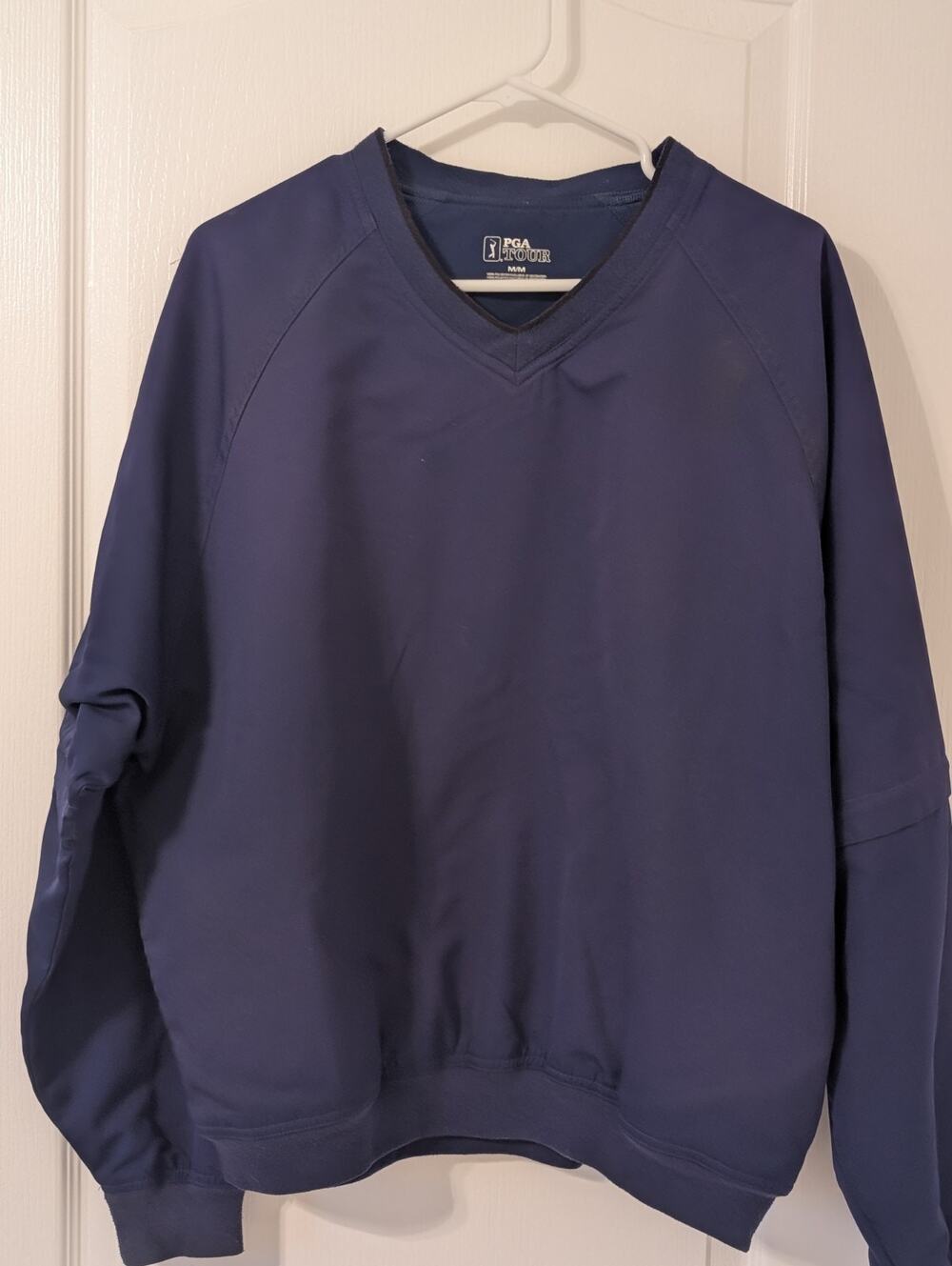 PGA Tour Pullover Jacket Mens Medium Blue V-Neck Windbreaker Lightweight